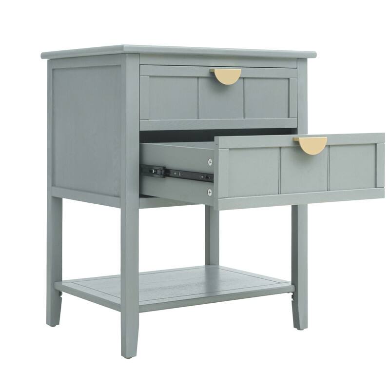 2 Drawer Nightstand Side table with Shelf