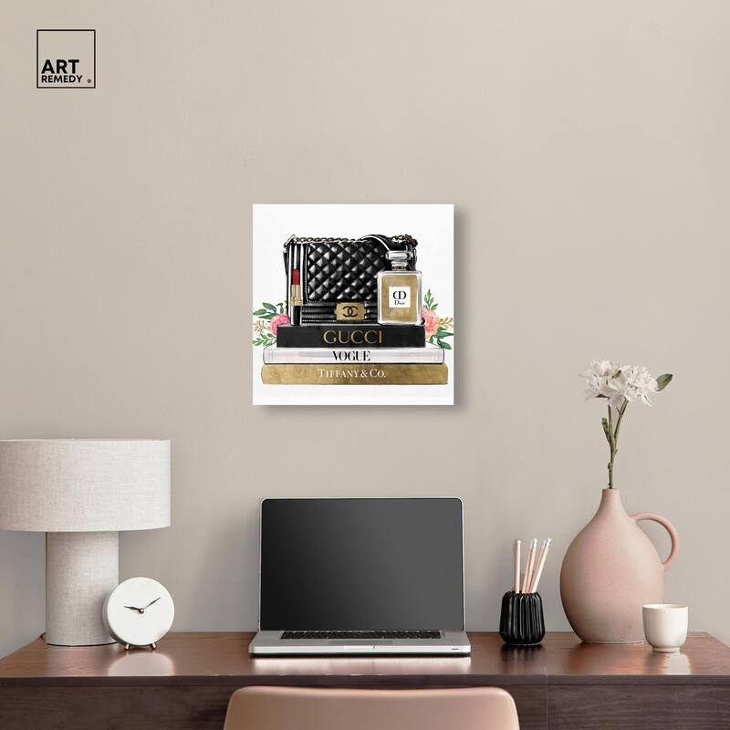 Luxury Paris Handbag and Books Canvas by Art Remedy, Gallery Wrapped