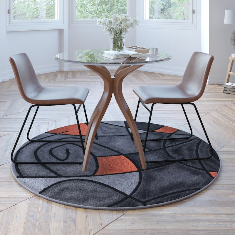 Modern Olefin Accent Area Rug - Abstract Pattern