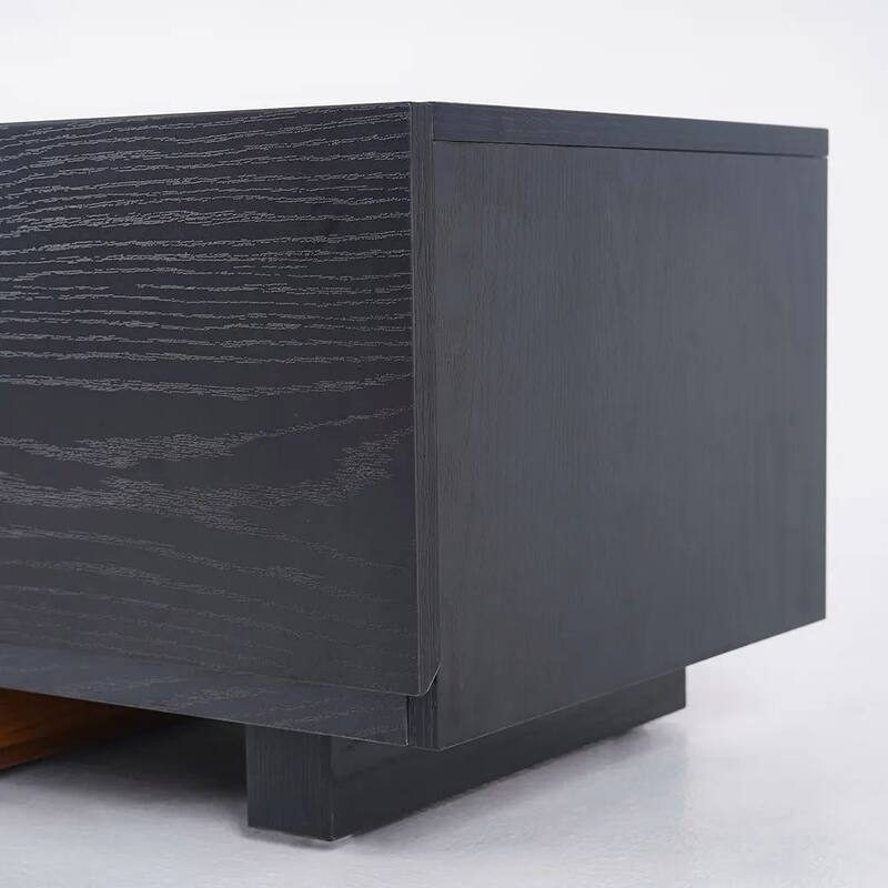 Modern Extendable TV Stand, Solid Wood Media Console for Up to 100 Inch TV with 3 Drawers, Fully-Assembled, Walnut Veneer