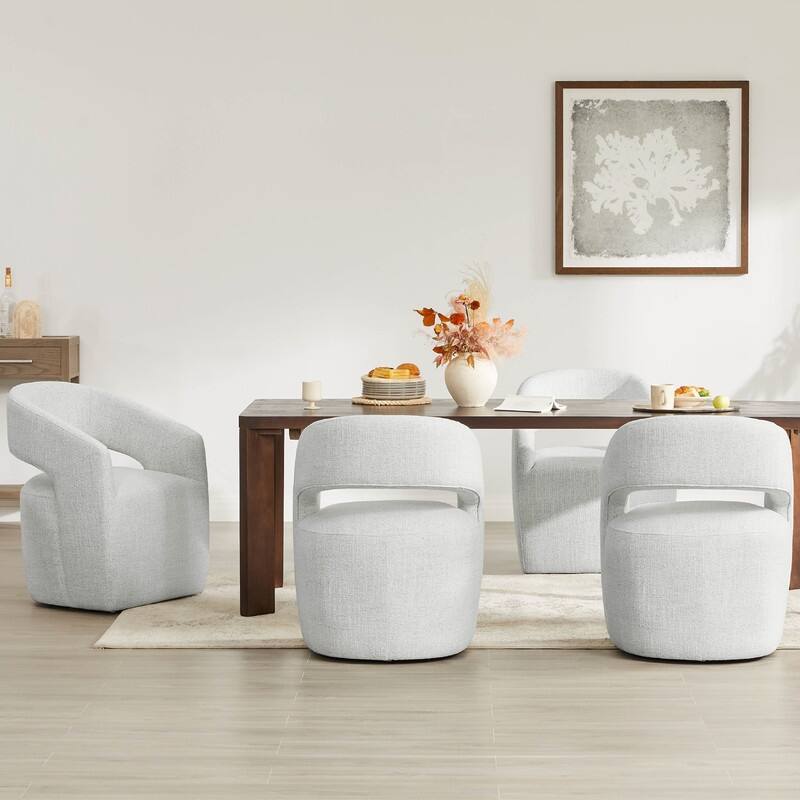 Spruce & Spring Modern Barrel Dining Chair with Casters Rolling Accent Chair