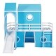 preview thumbnail 4 of 13, Twin Size Loft Bed with Slide and Ladder, Tent and Tower, Blue