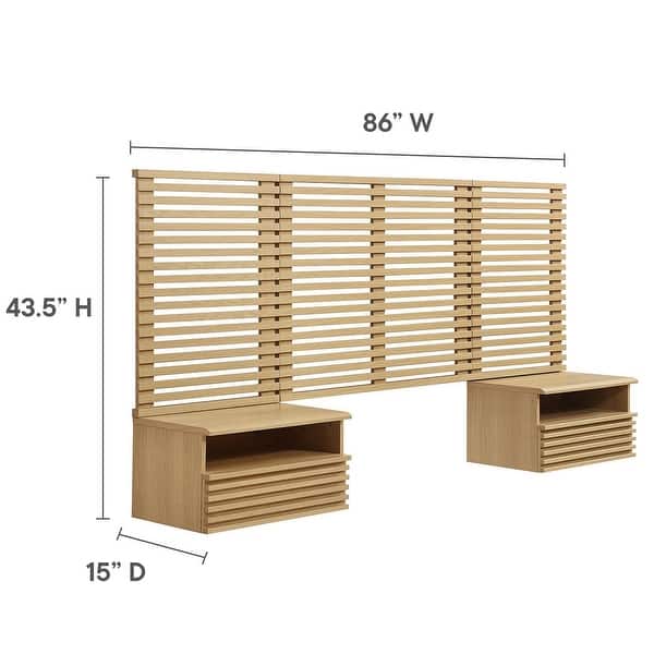 Vidalia Mid-century Modern Oak Wooden Floating Twin Size Headboard with ...