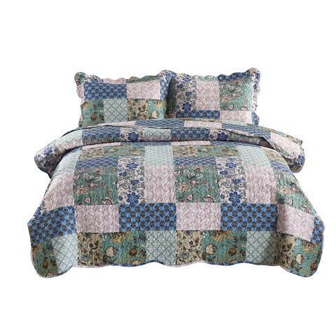 MarCielo 3 Piece Printed Quilt Set Lightweight Bedspread Set B026