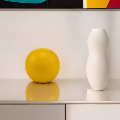HomeRoots 4" Yellow Metal Decorative Orb - 4' X '4' X '4