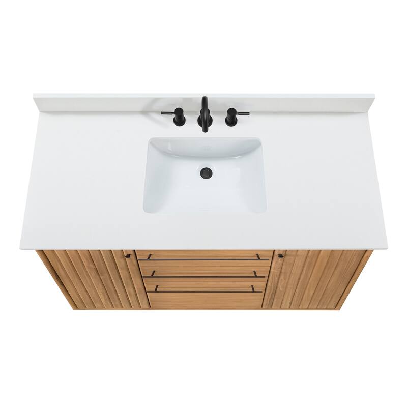 Avanity Parker Bathroom Vanity in Natural Teak with White Engineered Stone Top
