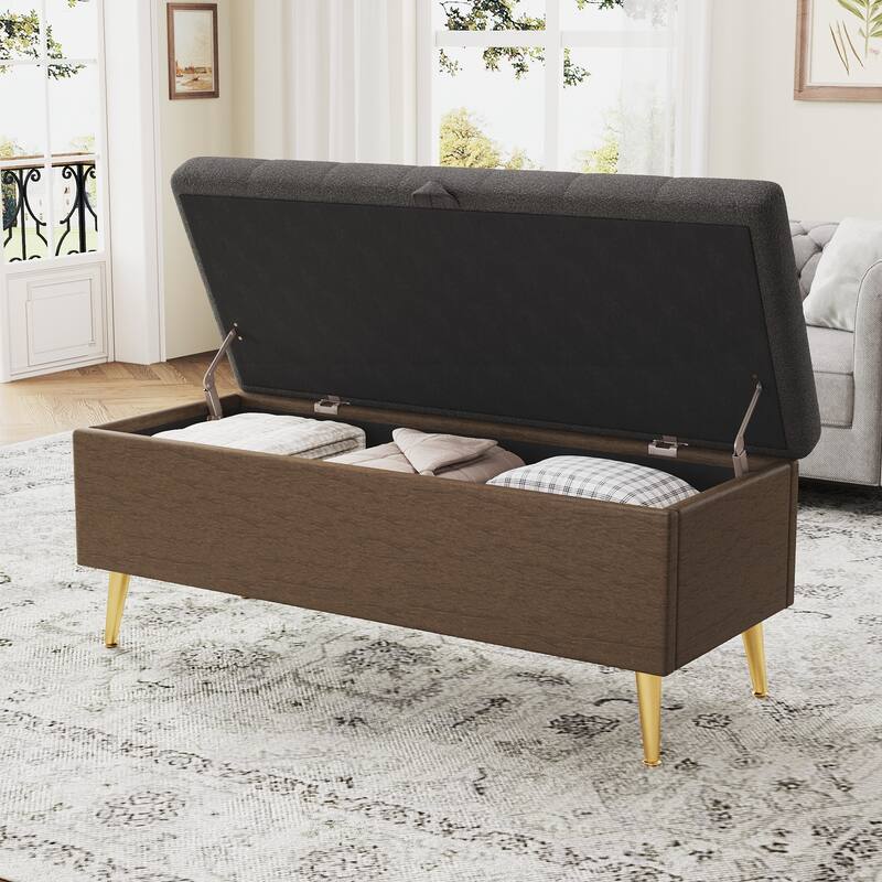 Modern Storage Ottoman Bench Upholstered Bedroom Bench