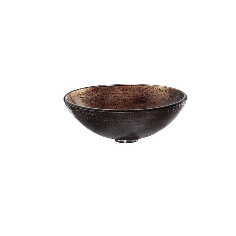 KRAUS 16 1/2 inch Brown Round Glass Vessel Bathroom Sink