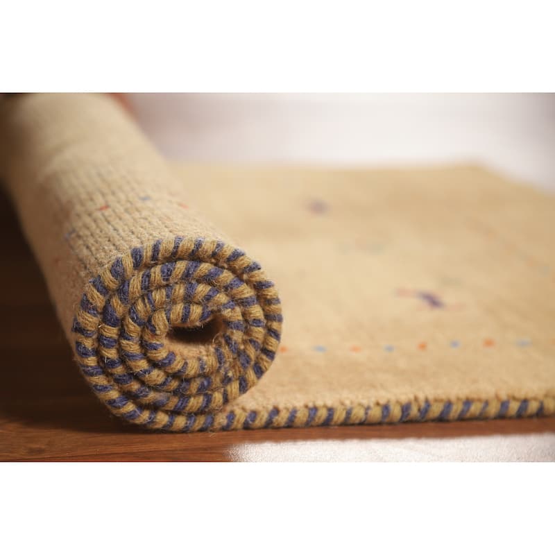 Hand Knotted Oriental 100% Wool Carpet Tribal Animal Pictorial Brown Gabbeh Area Rug - 3' 10'' X 2' 1''