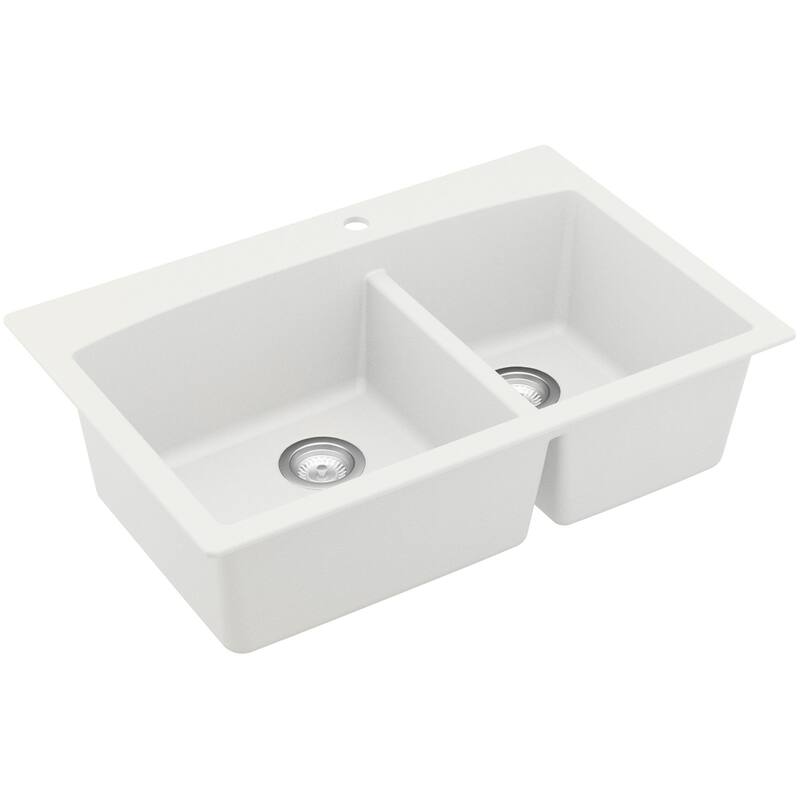 Karran USA QT-711 Quartz QT 33" Drop In Double Basin Quartz Composite - White