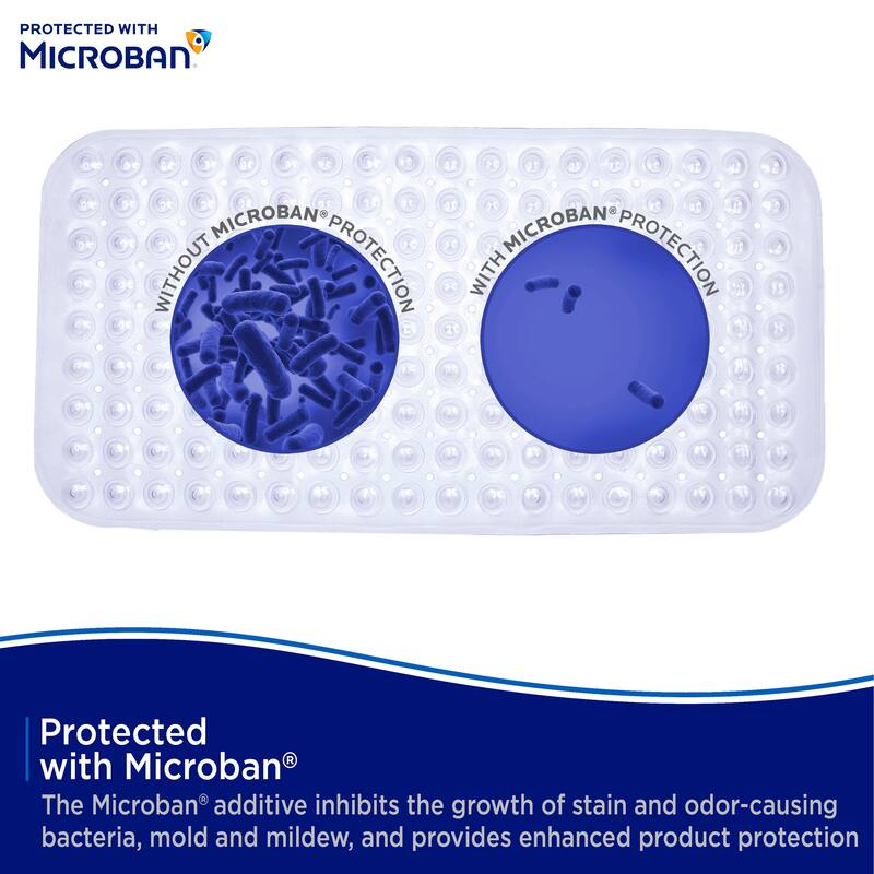 Kenney Microban Protected Bubble Bath Mat, 26.75" L x 14.5" W