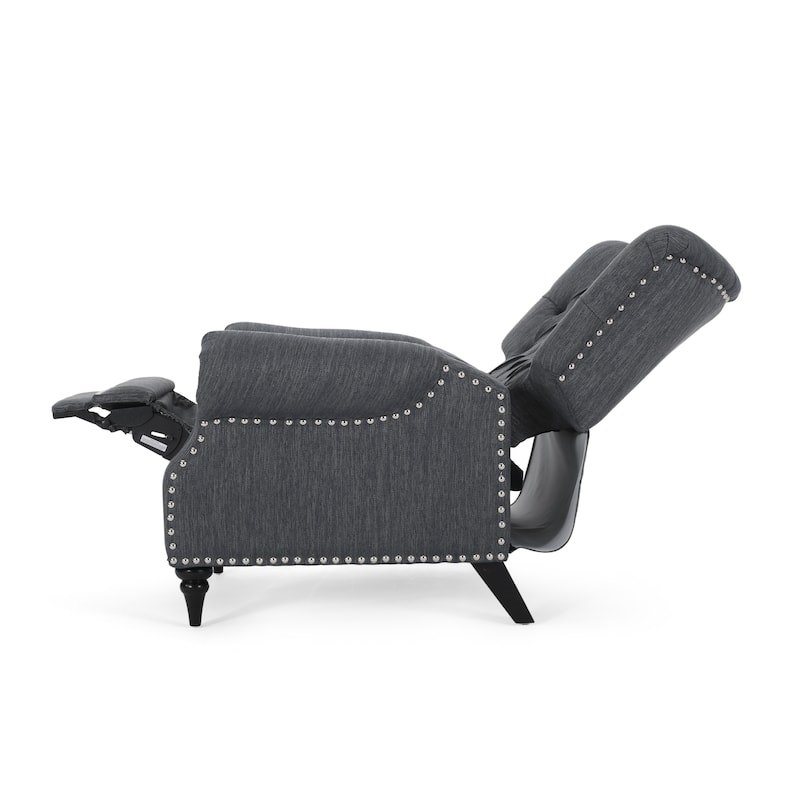 Sunapee Fabric and Rubberwood Recliner with Nailhead Trim by Christopher Knight Home