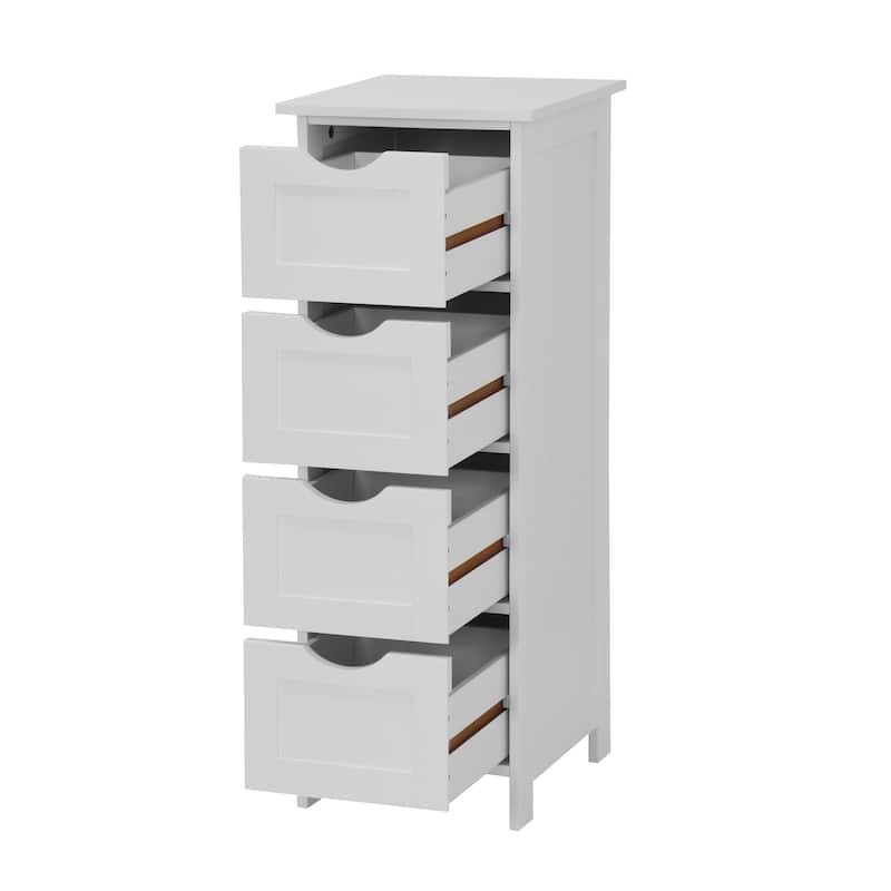 Anmytek White 4 Drawer Freestanding Bathroom Storage Cabinet