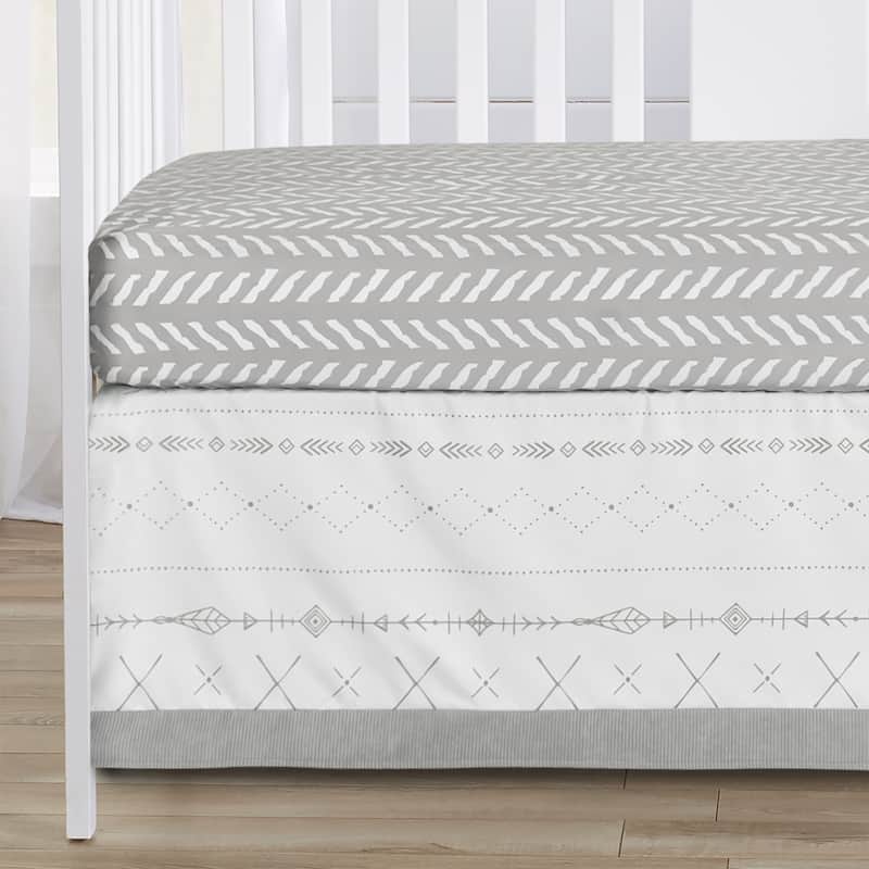 Sweet Jojo Designs Beige Grey White Boho Mountain Animal Woodland Forest Friends Unisex Boy Girl 4-pc Nursery Crib Bedding Set