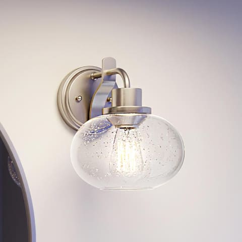 Luxury Utilitarian Wall Light, 9.5"H x 8"W, with Coastal Style, Brushed Nickel, by Urban Ambiance - 9.50''H, 8.00''W, 9.00''D