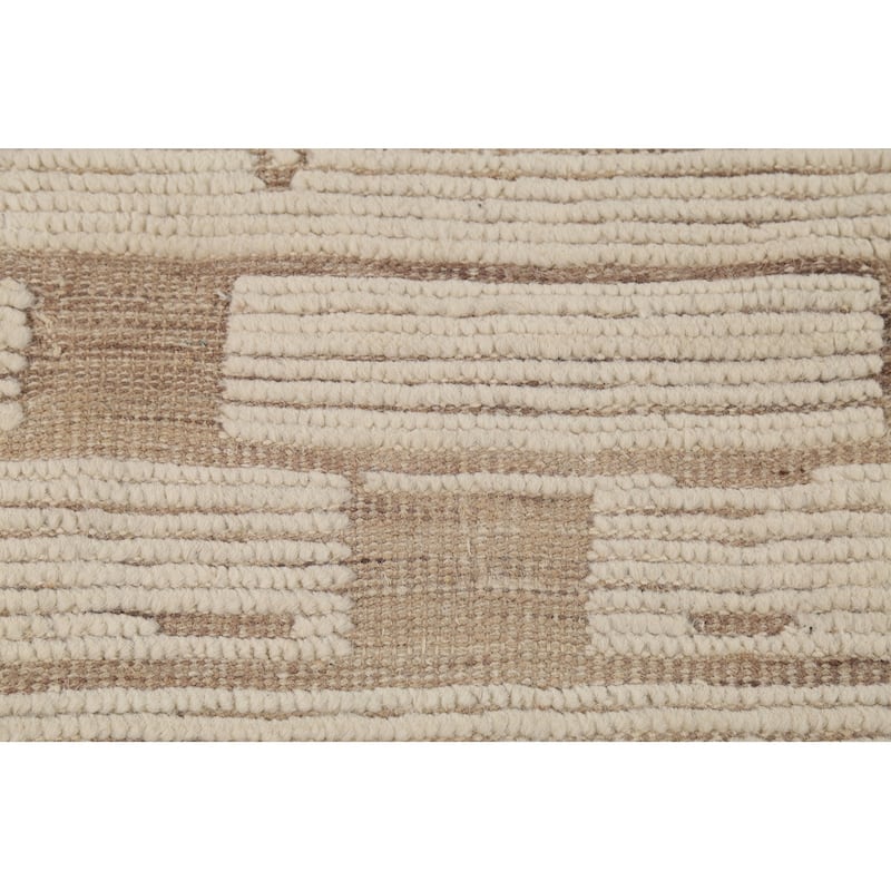 Beige & Ivory Moroccan Modern Area Rug Hand-Knotted Wool Carpet - 6'0"x 9'4"