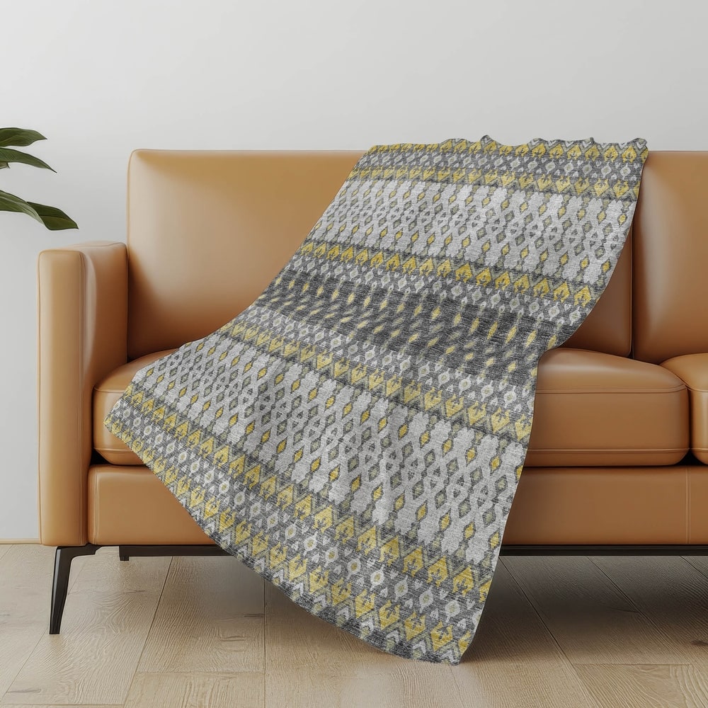 Premium Machine Washable ASB72 Boho Moroccan Sherpa Throw Blanket