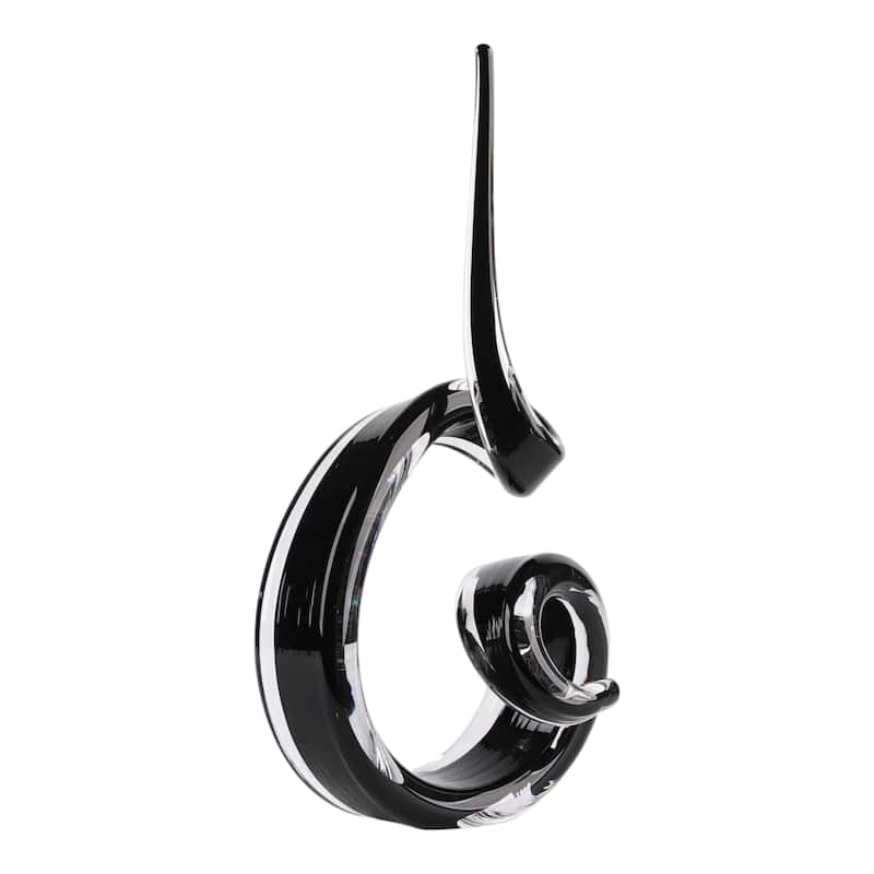 Glass Sculpture Stylish Abstract Swirl Decorative Accent - 16" Black - 7" x 5" x 15.5"
