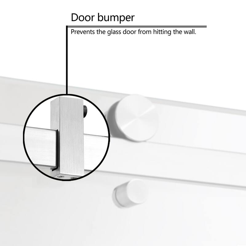FELYL 44-48" W × 76" H Single Sliding Frameless Shower Door with Heat Soaking Process and Protective Coating Clear Glass
