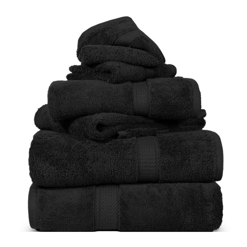 Blue Nile Mills Luxury 6-Piece Egyptian Cotton Towel Set, Thick Absorbent Bathroom Towels