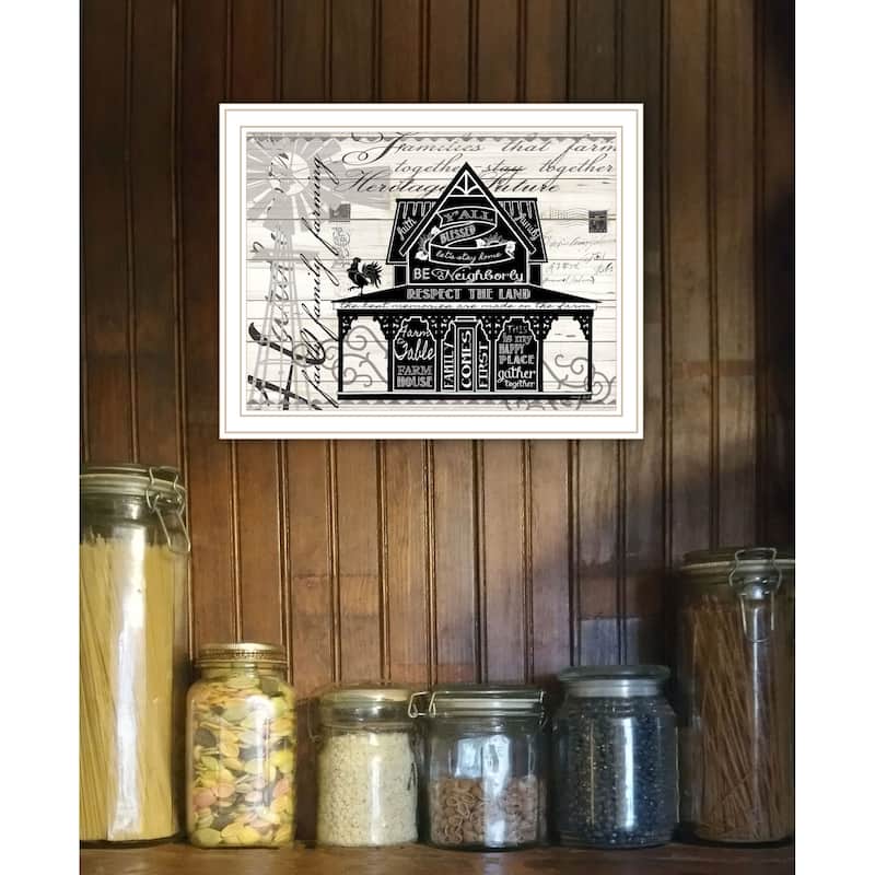 TrendyDecor4U Farmhouse "Y'ALL BLESSED FARMHOUSE" Framed Print Wall Art