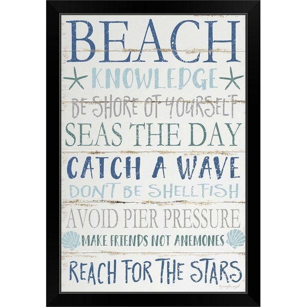 Jennifer Pugh Economy Framed Print with Standard Black Frame entitled Beach Knowledge
