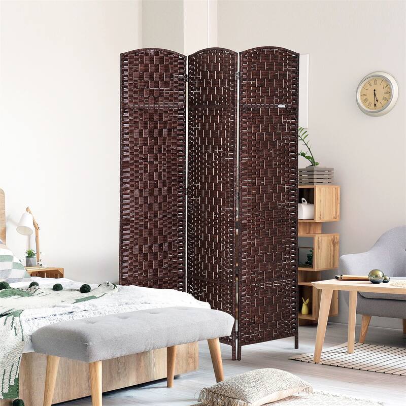 Wicker Weave 3 Panel Room Divider Privacy Screen
