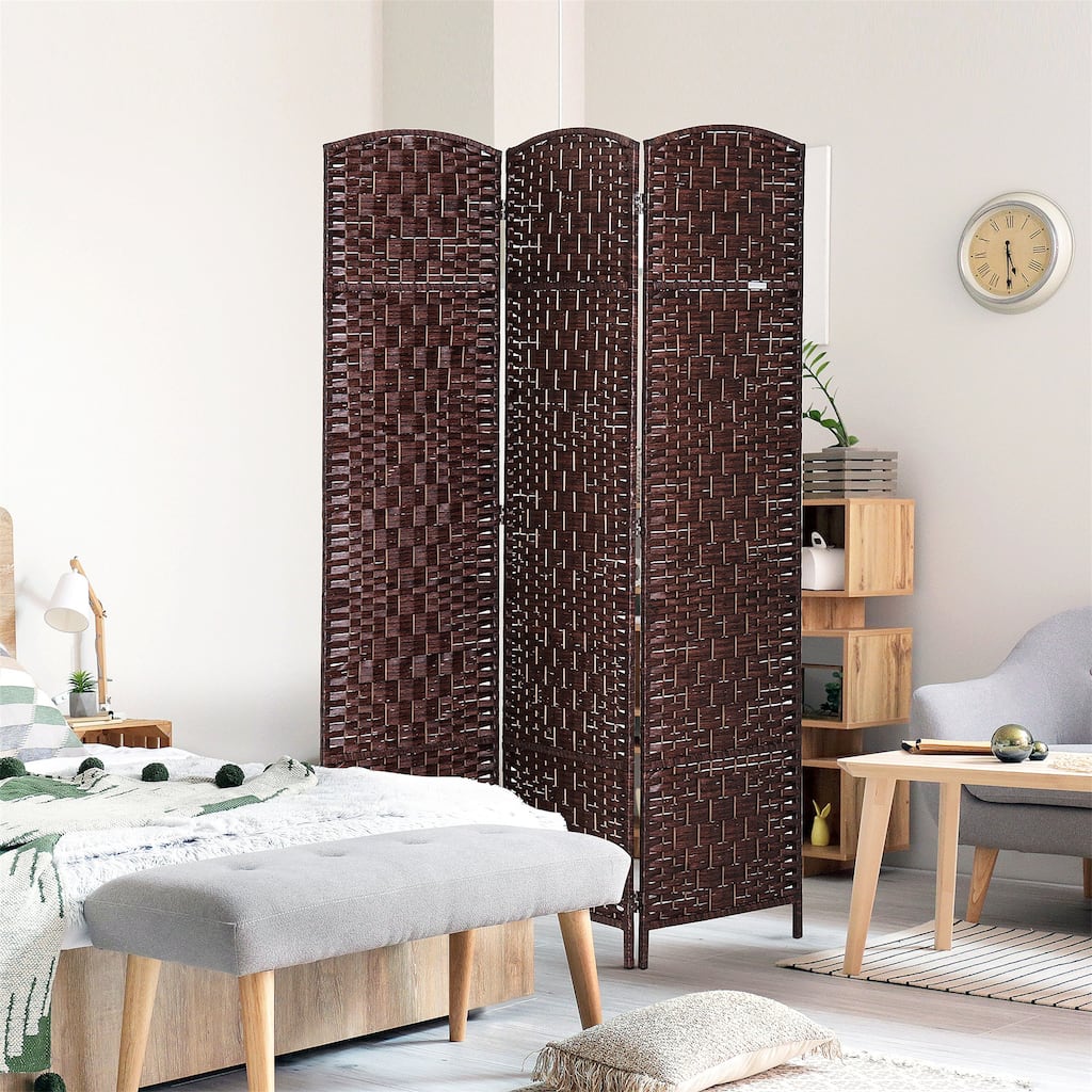 Wicker Weave 3 Panel Room Divider Privacy Screen