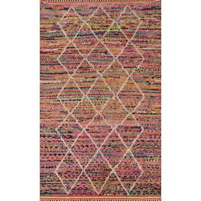 Trellis Plush Moroccan Oriental Area Rug Hand-Knotted Wool Carpet - 6'1" x 9'8"