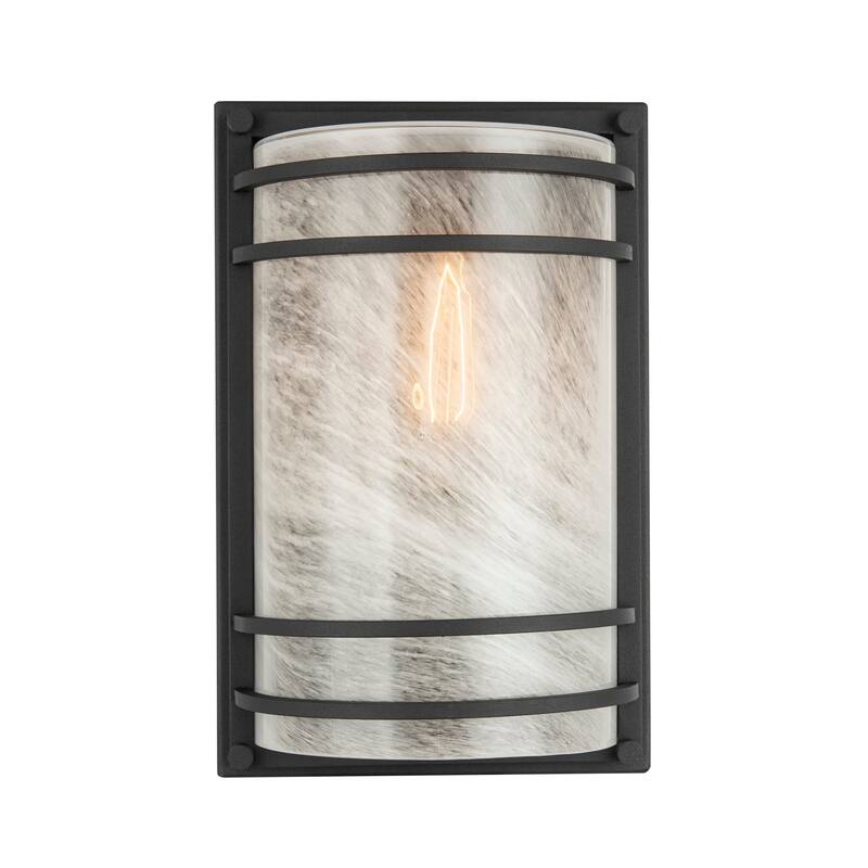 Artcraft Keswick - 1-Light Outdoor Wall Sconce - Black Finish - White Swearl Glass Shade