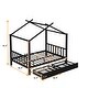 preview thumbnail 20 of 28, Full Size Metal House Platform Kids Bed Frame with Headboard, Footboard, 2-Storage Drawers & Roof Design for Bedroom, White