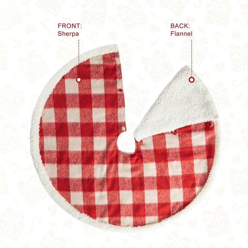 Glitzhome 48"-52"D Knitted Polyester Christmas Tree Skirt