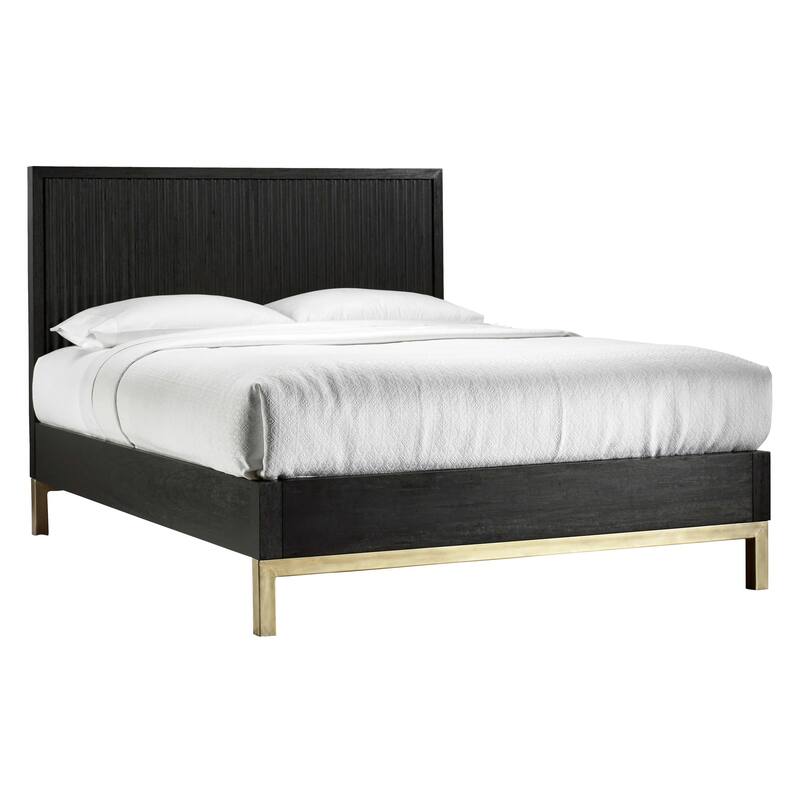 Genovese Modern Platform Bed - Black and Gold - Queen