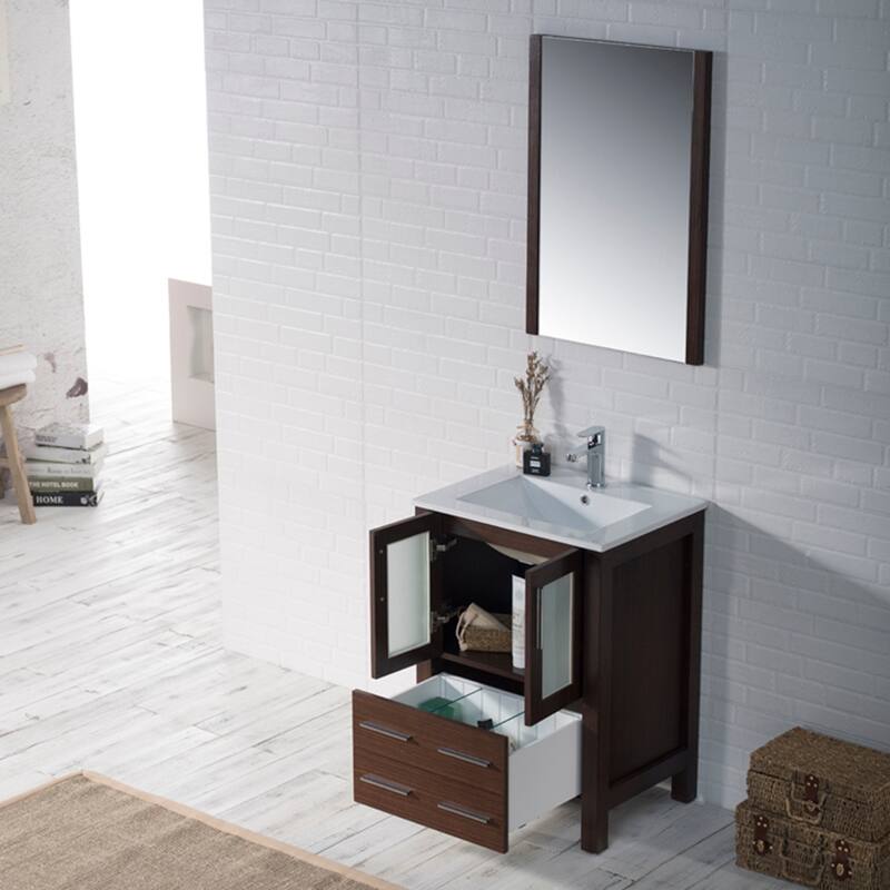 Blossom Solid Wood Double Bathroom Vanity w/ Ceramic Sink & Base