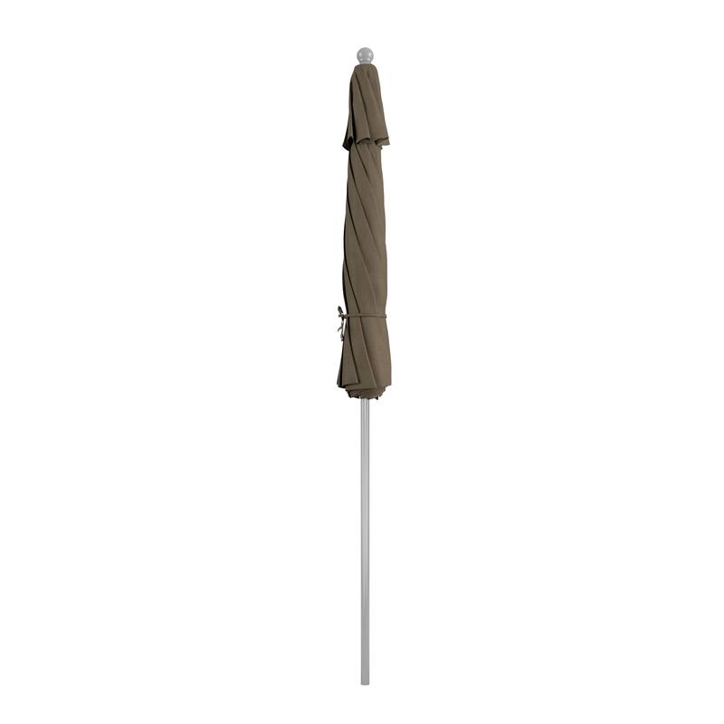 California Umbrella 9' Rd. Aluminum Frame, Fiberglass Rib Patio Umbrella, Push Open,Anodized Silver Finish, Sunbrella Fabric