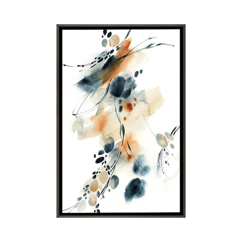 iCanvas "Abstract In Blue And Terracotta III" by Sophie Rodionov Framed - Charcoal - 48x32