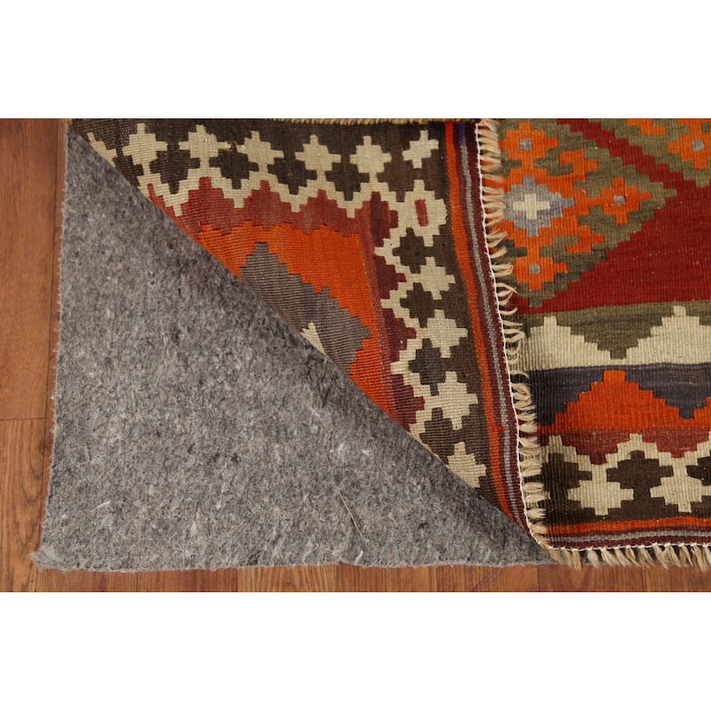 Vegetable Dye Red Kilim Qashqai Persian Rug Handmade Wool Carpet - 5'2"x 7'10"