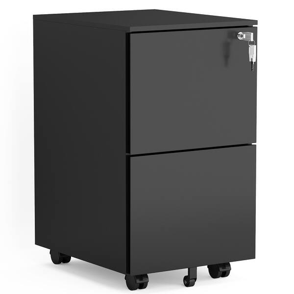 Shop 2 Drawers Metal Mobile File Cabinet With Lock And Wheels On Sale Overstock 32172993