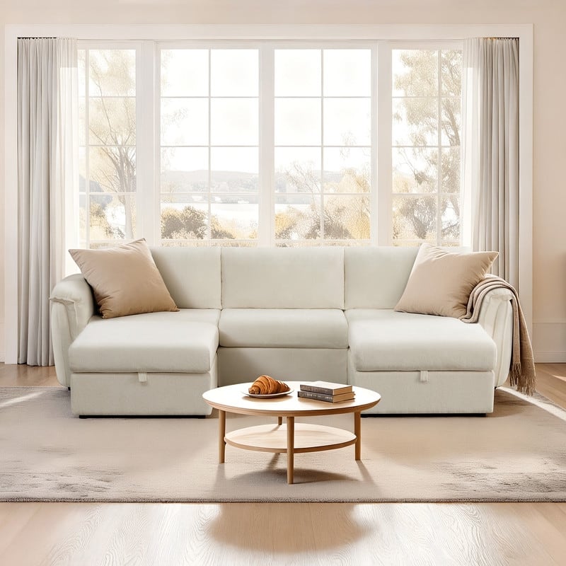 Spruce & Spring Modular Sectional Sofas with Optial Storage Console for Living Room