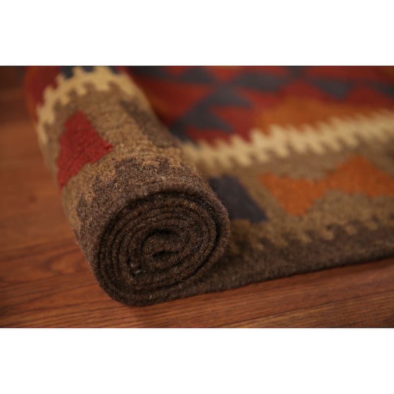 Reversible Red Kilim Oriental Area Rug Flat-weave Tribal Wool Carpet - 3'3" x 5'2"