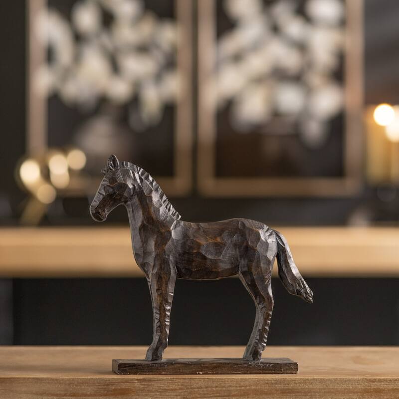 Horse on Stand Figurines - 8.5" - Set of 2