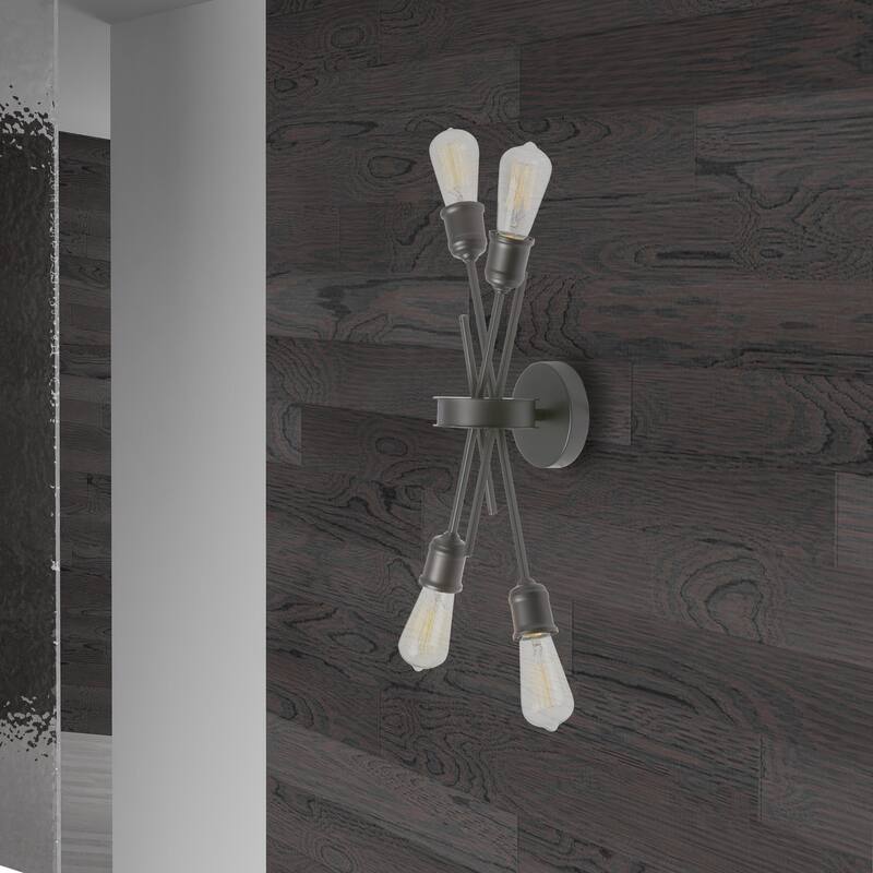 Wall Sconce - 4 Light Espresso Finish - Living Room Foyer Lamp - 19