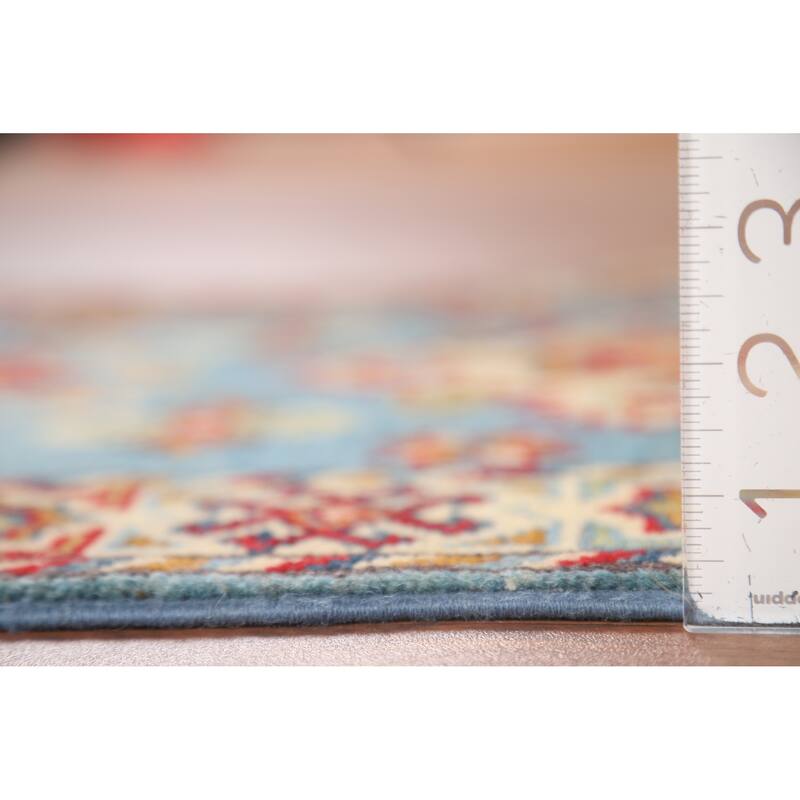 Light Blue Kazak Foyer Rug Handmade Traditional Wool Carpet - 2'0" x 3'0"