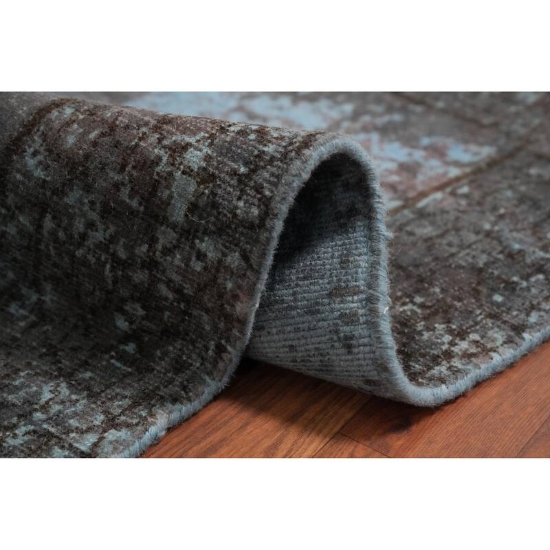 Hand Knotted Oriental Viscose Silk Carpet Modern Abstract Greys & Charcoal Abstract Area Rug - 7' 8'' X 5' 2''