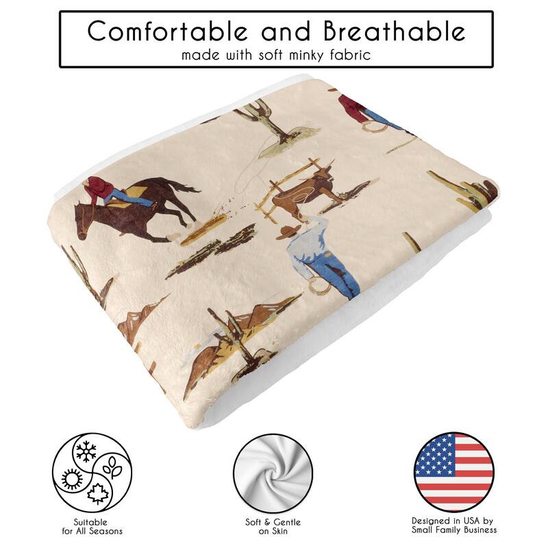Sweet Jojo Designs Brown Western Cowboy Boy Toddler Blanket Baby Swaddle - Wild West, Southern Charm, Country South, Horse Steer