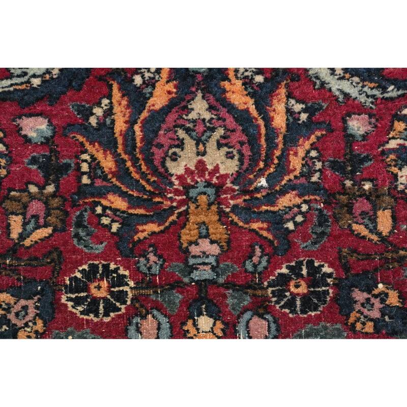 Hand Knotted Oriental 100% Wool Carpet Traditional Floral Navy Blue & Blues Kerman Area Rug - 16' 3'' X 11' 10''