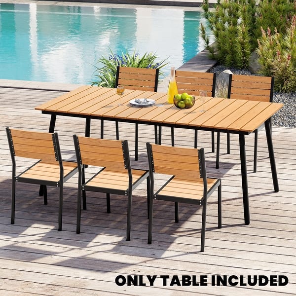 57 Inch Rectangular Dining Table 57-Inch Acacia Wood Outdoor Dining ...