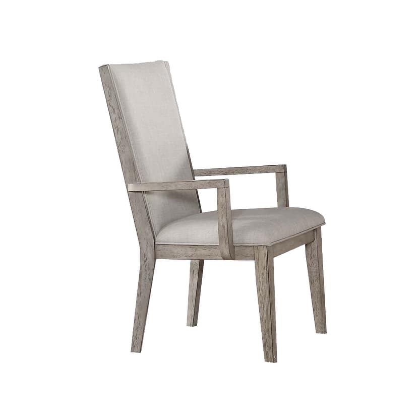 Rocky Fabric & Gray Oak Finish Arm Chair (Set of 2)