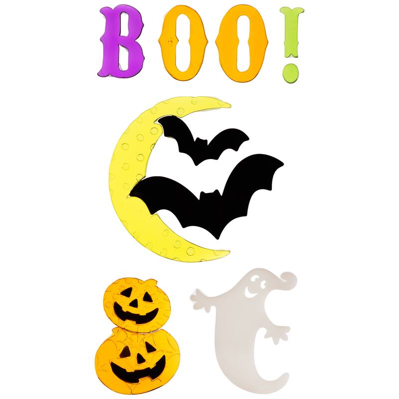 10-Piece Moon and Bats Halloween Gel Window Clings
