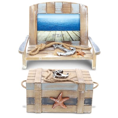 CoTa Global Neptune Beach Chair Photo Frame and Wooden Jewelry Box